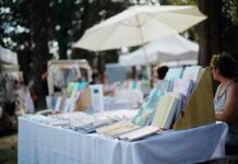 An artist at an outdoor fair