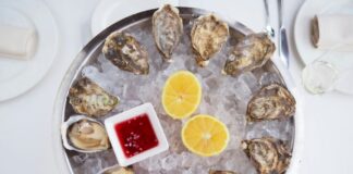 Oysters on a platter