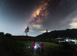 People stargazing