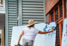 Person working on art outdoors